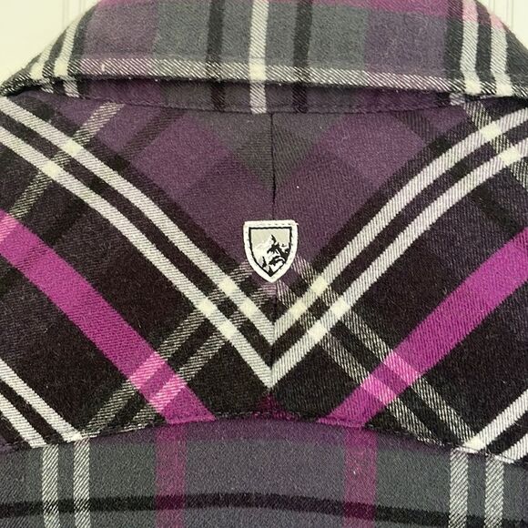 KUHL women’s purple and black plaid flannel long sleeve shirt size Small - Picture 8 of 16